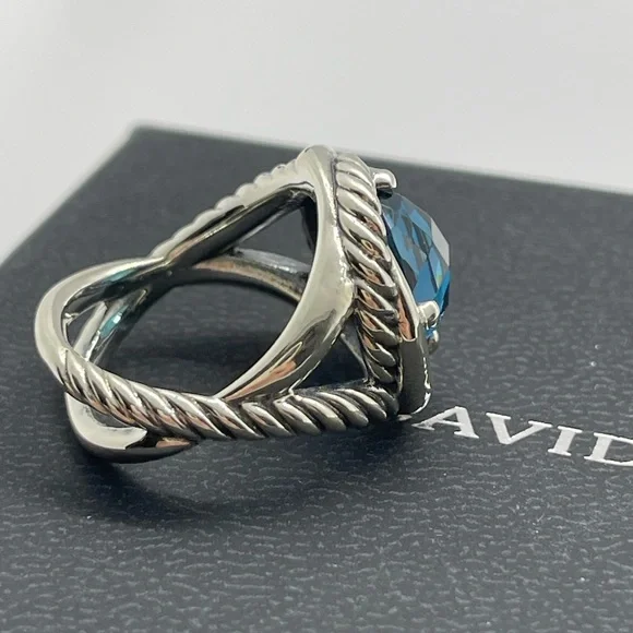David Yurman Hampton Blue Topaz Infinity Ring - Picture 6 of 10
